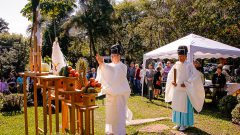 Cerimônia Xintoísta no Jardim Japones em homenagem dos 110 anos da imigração japonesa no Brasil. Foto: Cecília Bastos/USP Imagem