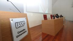 Reunião do Conselho Universitário , presidida pelo reitor e vice reitor Vahan Agopyan e Antonio Carlos Hernandes. Foto: Cecília Bastos/USP Imagem